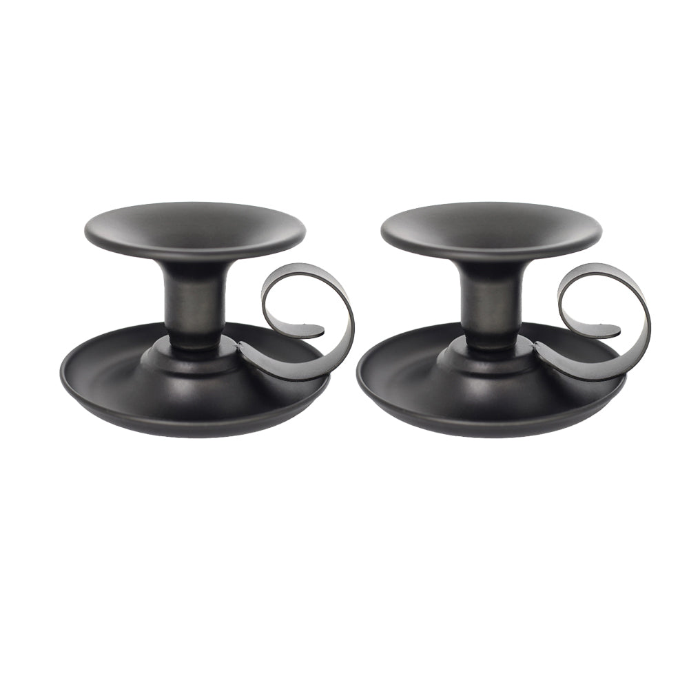 2Pcs Retro Black Iron Taper Candle Holders for Thanksgiving Christmas