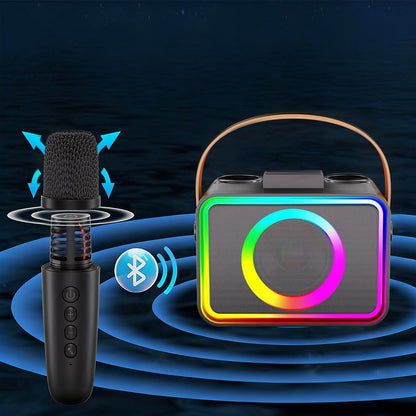 Mini Karaoke Machine Portable Bluetooth Speaker with 2 Wireless Microphone