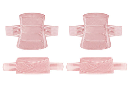 2Pcs Belly Support Recovery Waist Pelvis Belt Postpartum Belly Wrap Band Waist Trainer-Pink