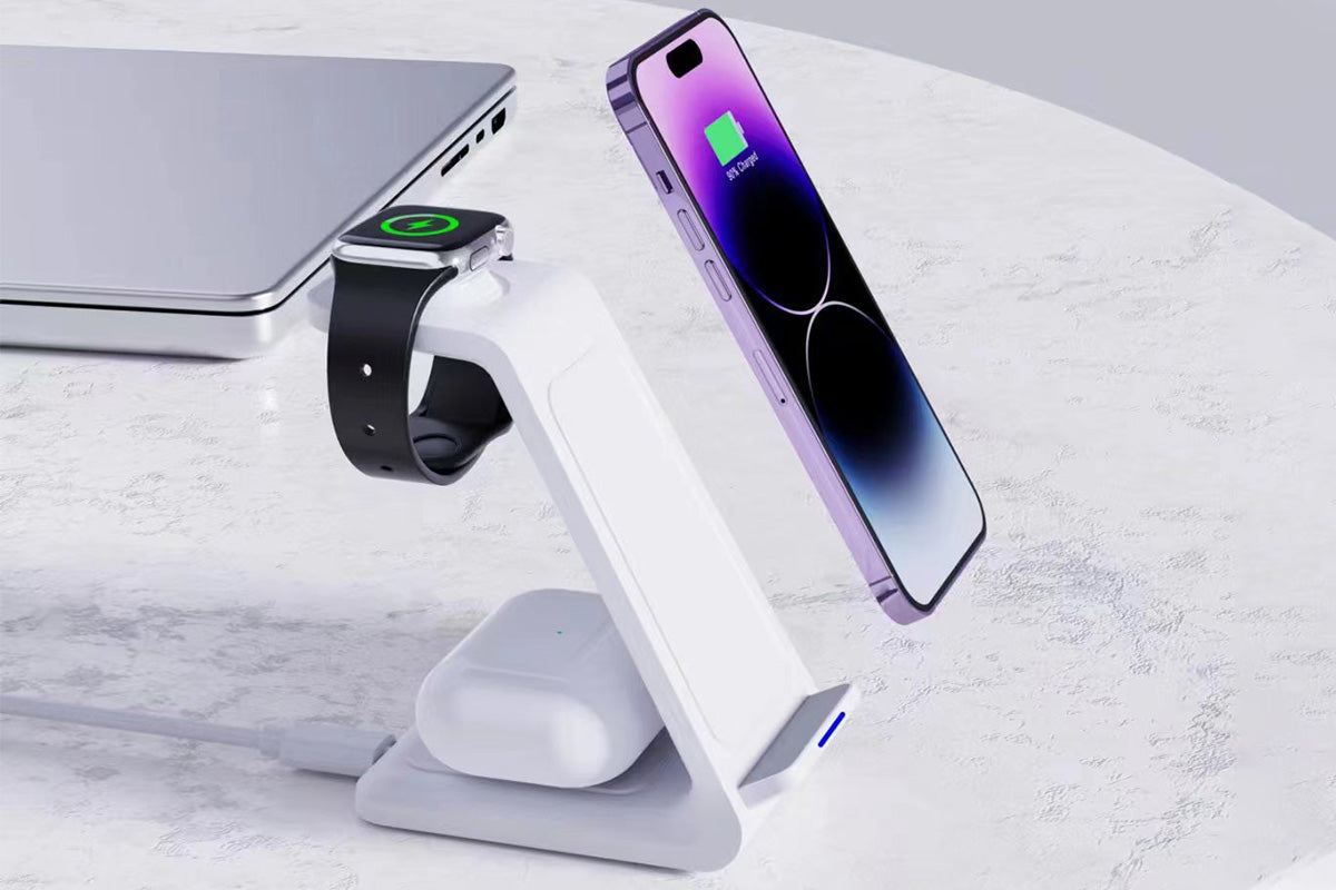 3 in 1 Wireless Charger Dock Charging Station - White