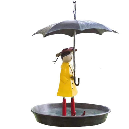 Umbrella Girl Garden Bird Feeder Ornament Hanging Outdoor Decor Home Garden Decor