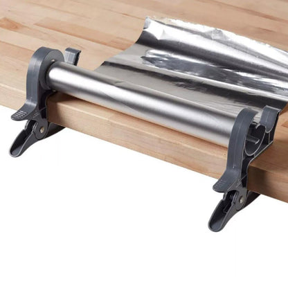 2Pcs Set Wrapping Paper Cutters Cutting Tool Xmas Gift Roll Clamps with Tape Dispenser Grey