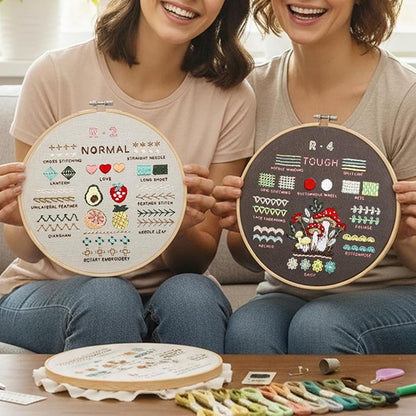 4 Stage Beginner Embroidery Kit with 38 Stitch Patterns and Tools