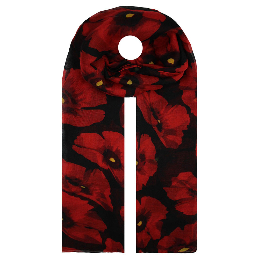 Vintage Floral Polyester Scarf Shawl for Travel and Sun Coverage - Black