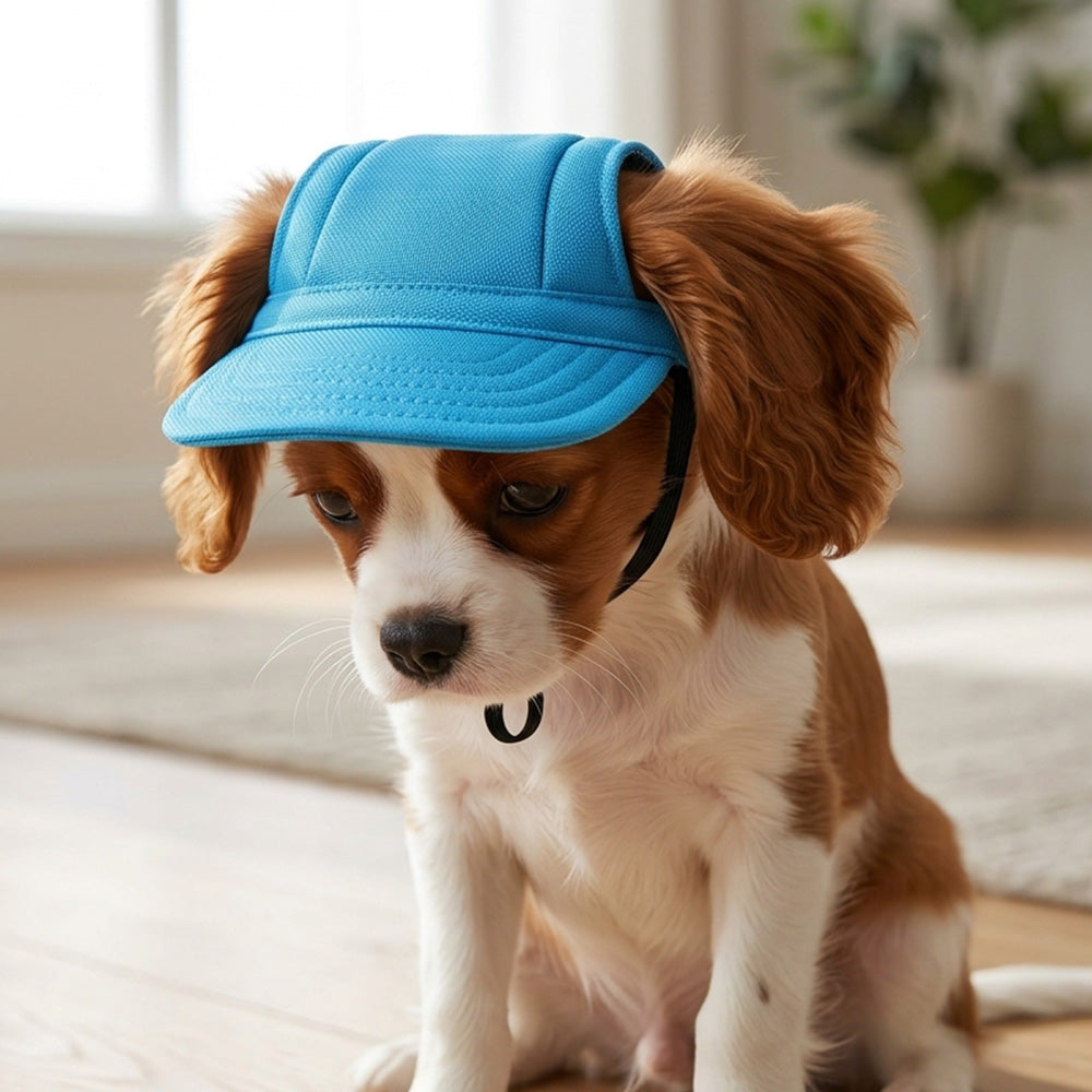 Dog Baseball Cap Adjustable Pet Hat with Ear Holes Blue XL