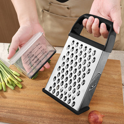 Box Grater with Container Stainless Steel Coarse Fine Slicer Non Slip Base