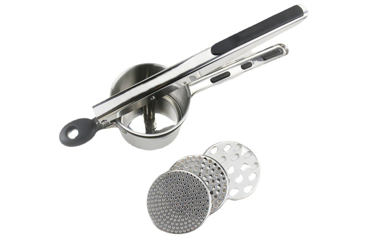 3-in-1 Stainless Steel Potato Ricer & Masher with 3 Interchangeable Discs