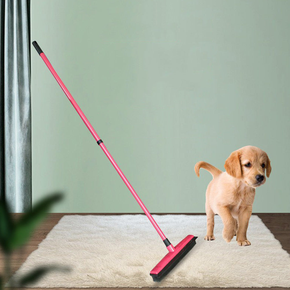 Rubber Broom for Pet Hair Car Windows Cleaning Long Handle Squeegee Red