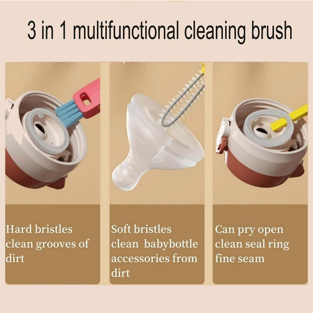 3 in 1 Multifunctional Cleaning Brush Cup Lid Gap Cleaning Brush Set-Green