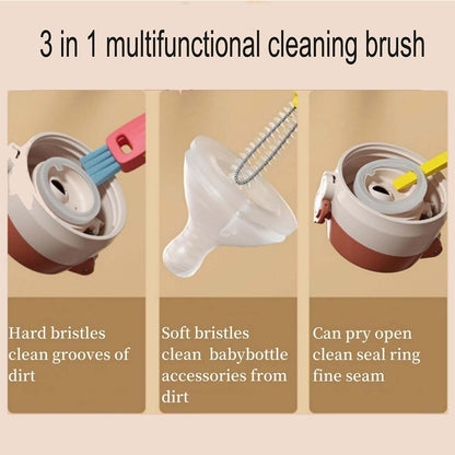 3 in 1 Multifunctional Cleaning Brush Cup Lid Gap Cleaning Brush Set-Green