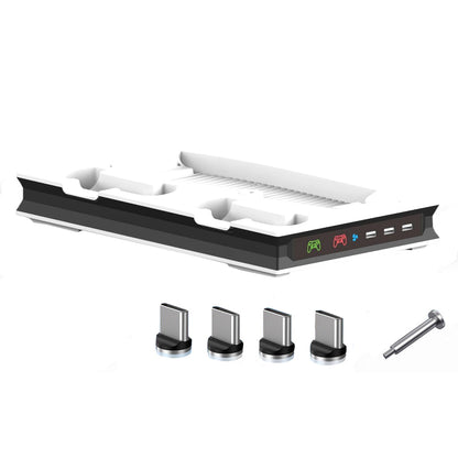 For PS5 Stand Cooling Fan with Dual Controller Charging Station White