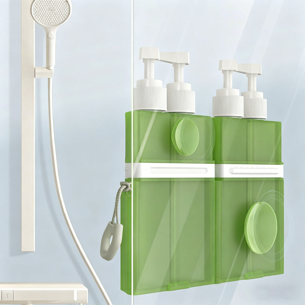 4 in 1 Travel Dispenser Bottle Set with Suction Cup for Toiletries-Green
