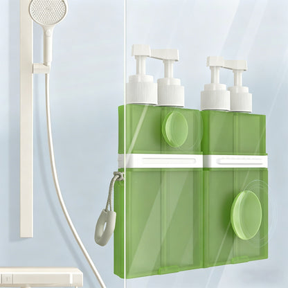 4 in 1 Travel Dispenser Bottle Set with Suction Cup for Toiletries-Green