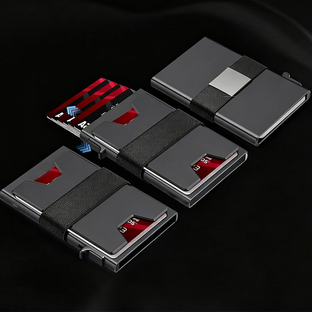RFID Aluminum Card Holder Slim Pop Up Business Card Case for Men