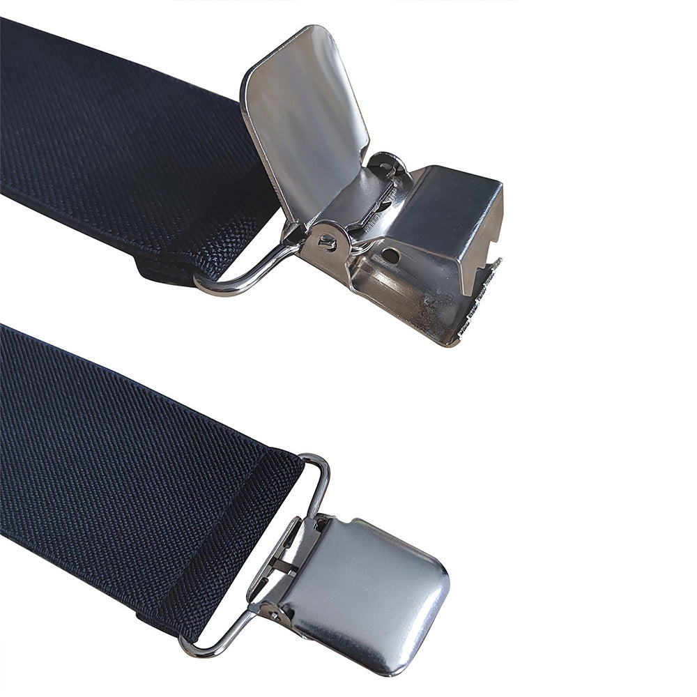 Mens X Back Elastic Suspenders with 4 Metal Clips - Black