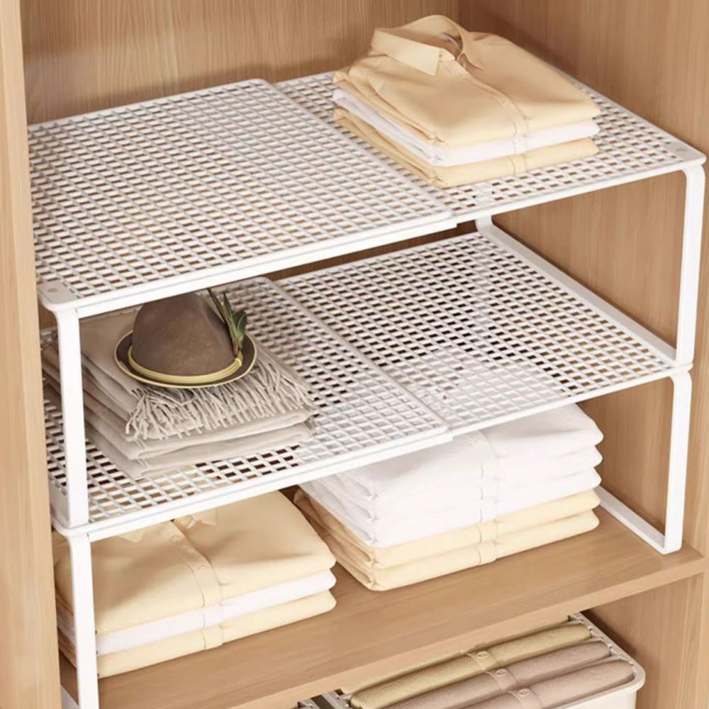 Expandable Carbon Steel Closet Shelf and Adjustable Storage Rack - White
