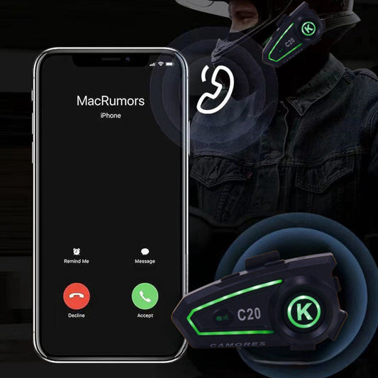 5.4 Bluetooth Motorcycle Headset Speaker Wireless Helmet Headphone with LED Light