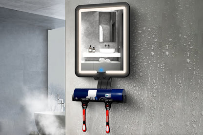 Lighted Shower Mirror Fogless for Shaving 3 Color Modes Dimming Shower Mirror-Black