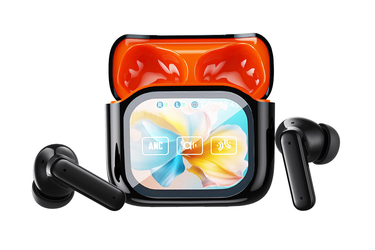 Bluetooth AI Translation Earbuds with LCD Touchscreen 150 Languages-Orange