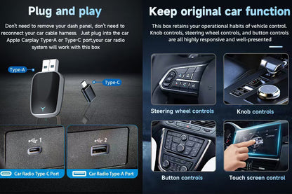 2 in 1 Wireless CarPlay Adapter for iPhone Convert Wired to Wireless CarPlay