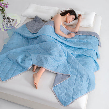 Double-Sided Cooling Blanket Summer Cool Touch Quilt Air Conditioner Blanket Blue