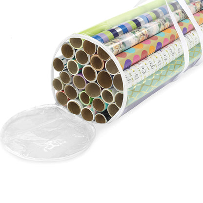 80x22cm Clear PVC Holiday Wrapping Paper Storage Bag with Zipper - White