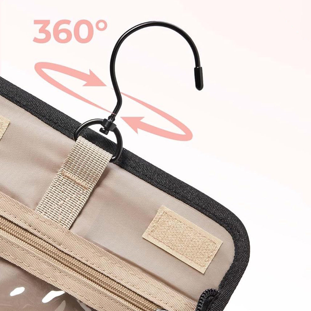 Travel Makeup Bag with Hanging Hook Large Capacity-Black