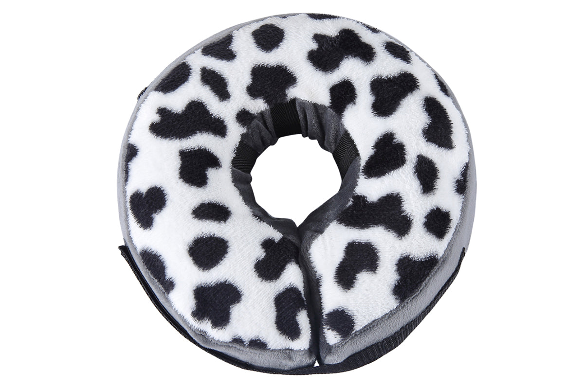 Inflatable Pet Protective Collar - Black and white cow printed