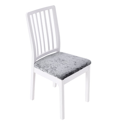 2Pcs Velvet Dining Chair Seat Covers Stretch Chair Seat Cushion Cover -Grey