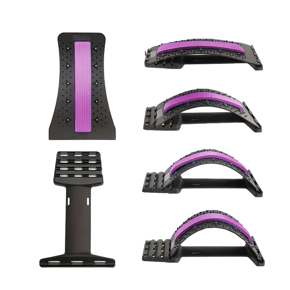Four-Level Back Support Stretcher Back Massager Lumbar Back Support Stretcher Purple