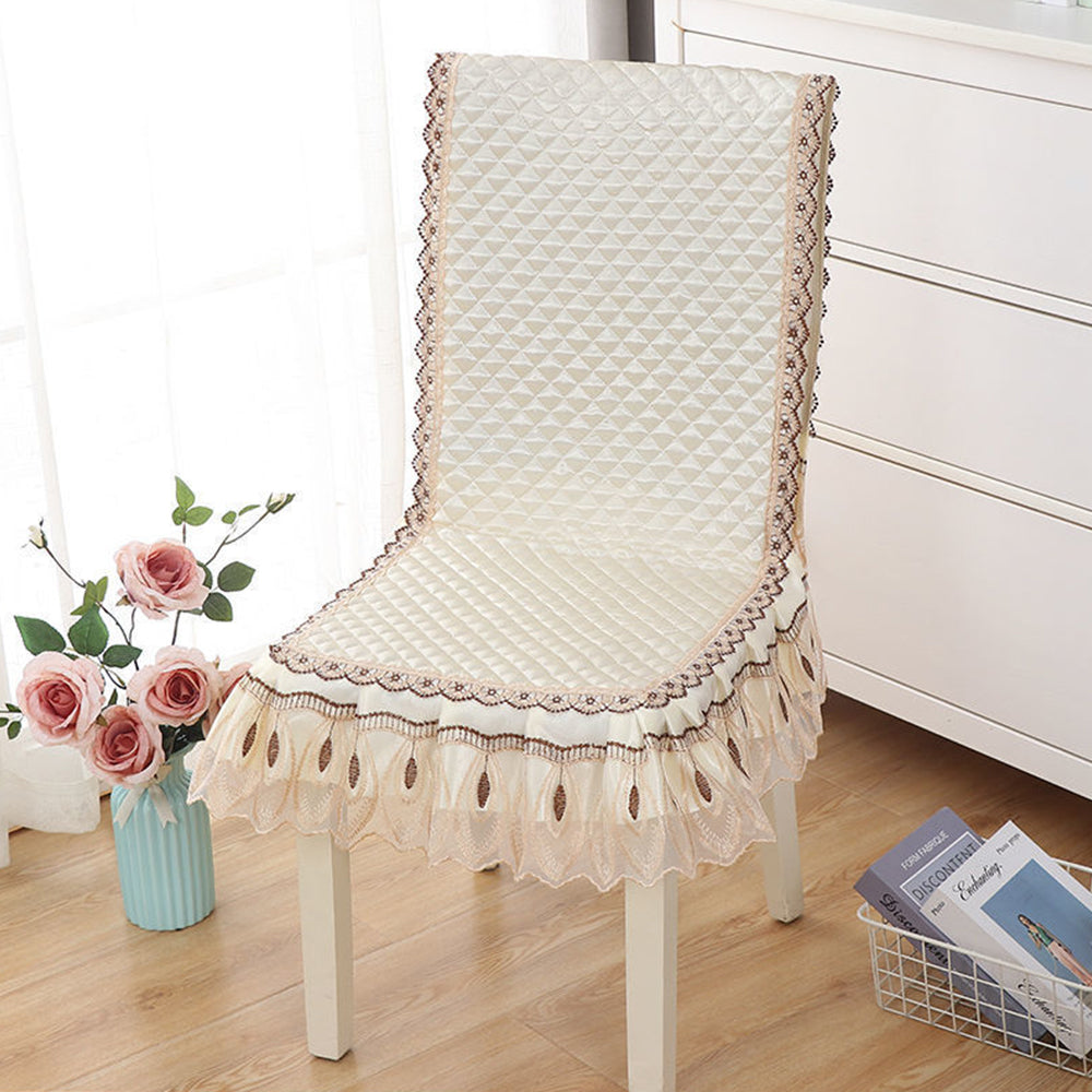 Siamese Chair Cover Non-Slip Thickened Stretch Slipcover Seat Cover -Beige