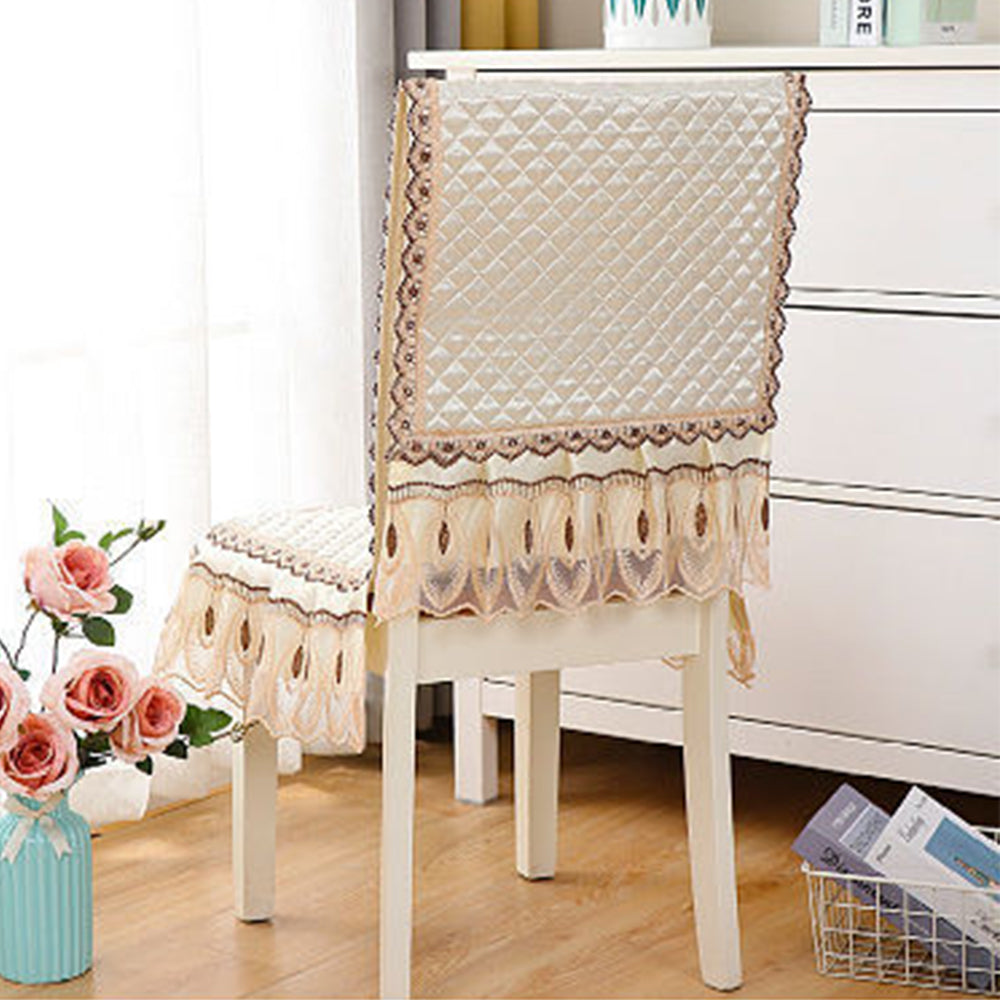 Siamese Chair Cover Non-Slip Thickened Stretch Slipcover Seat Cover -Beige