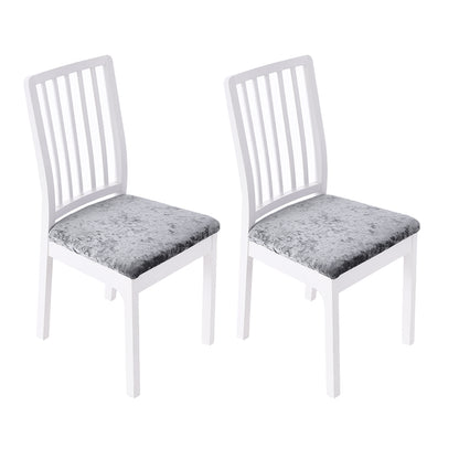 2Pcs Velvet Dining Chair Seat Covers Stretch Chair Seat Cushion Cover -Grey