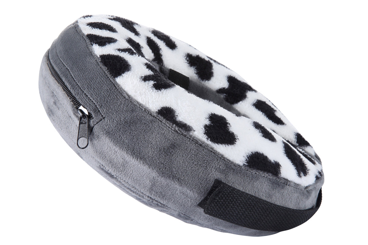 Inflatable Pet Protective Collar - Black and white cow printed