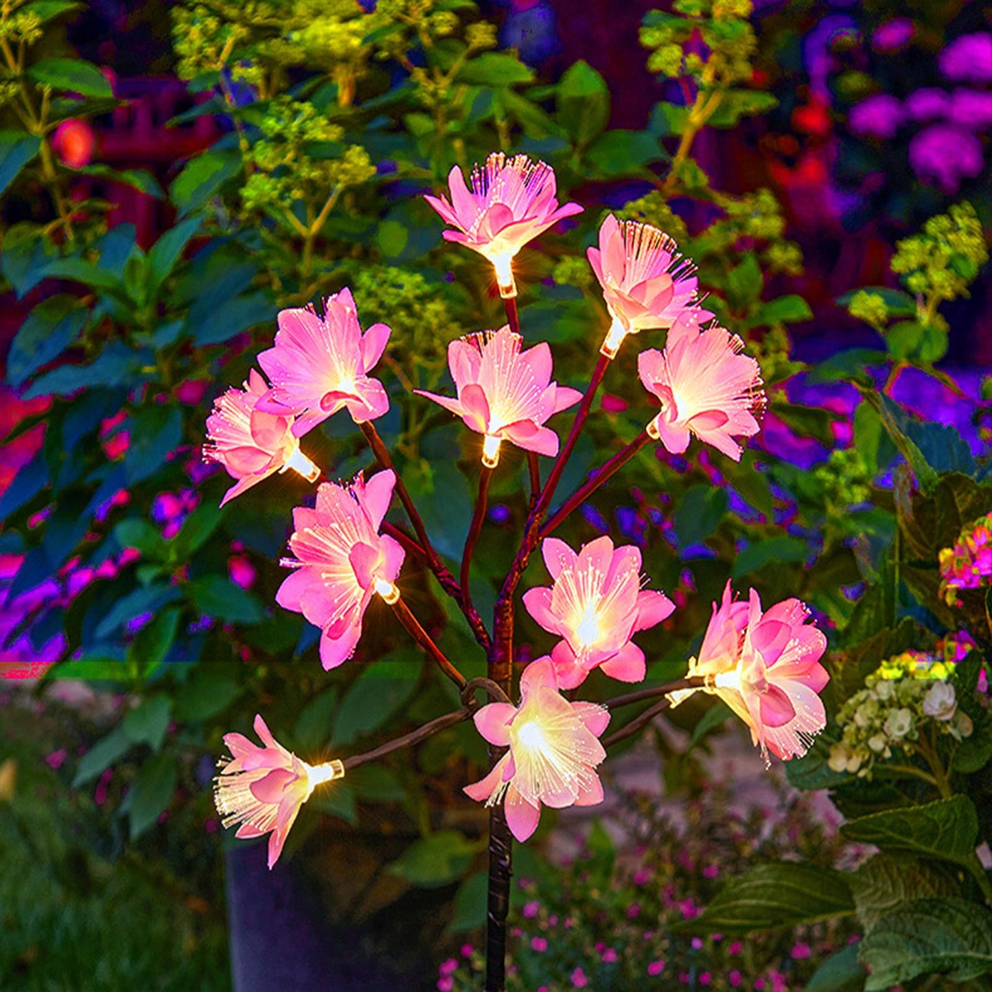 2pcs Solar Garden Lights Orchid Flower Outdoor Stake Solar Powered Landscape Lights -Warm White