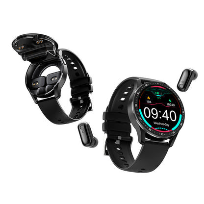 Smart Watch with Earbuds X7 Smart Watch Touch Screen Sports Fitness Tracker Heart Rate Monitor with TWS Bluetooth Earphones -Black