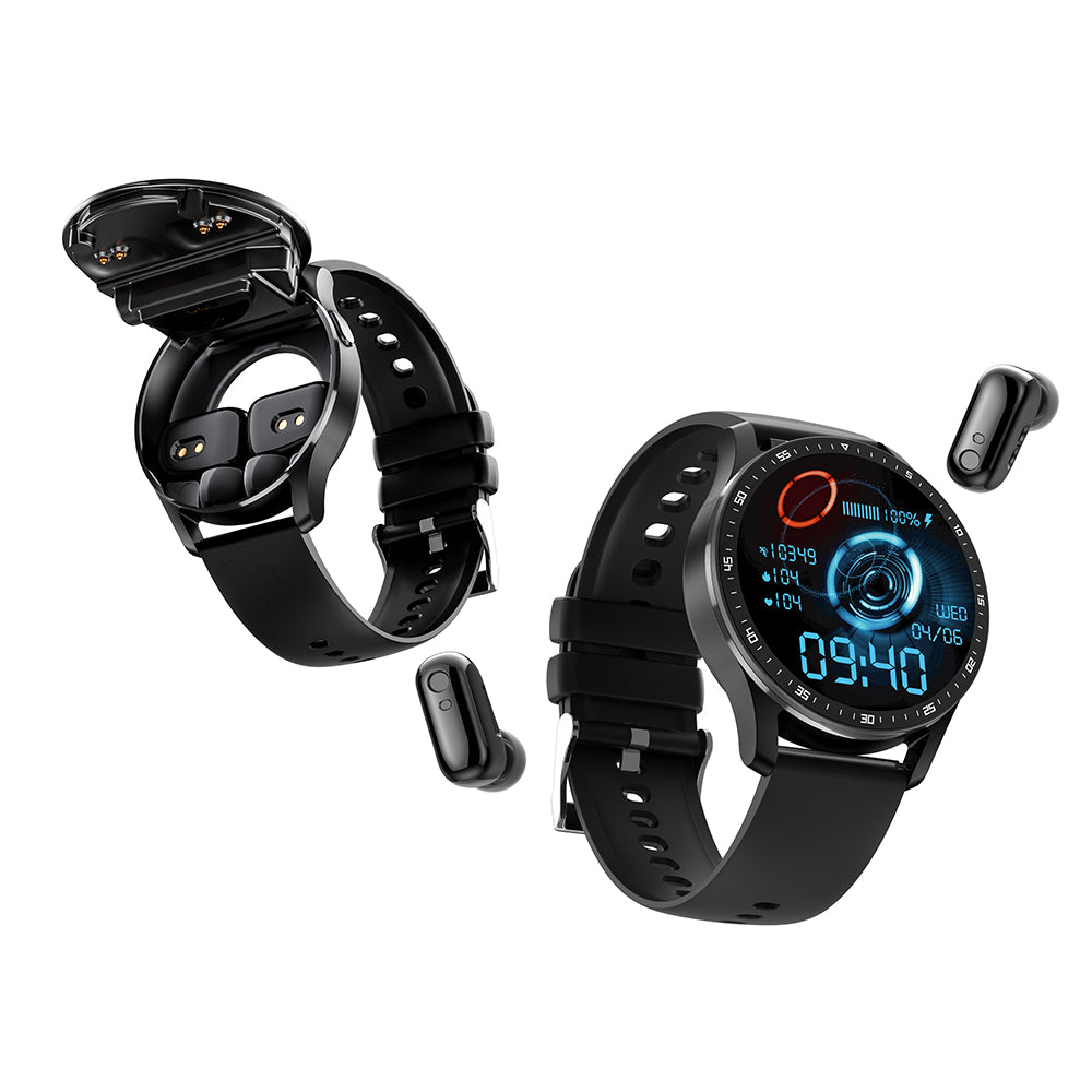 Smart Watch with Earbuds X7 Smart Watch Touch Screen Sports Fitness Tracker Heart Rate Monitor with TWS Bluetooth Earphones -Black
