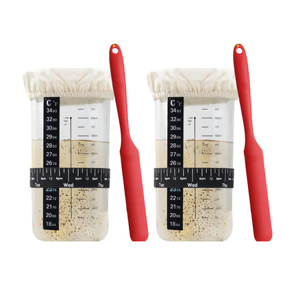 2 X Sourdough Starter Jar Kit with 24 oz Glass Jar Baking Supplies