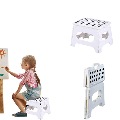 Folding Step Stool Portable Lightweight Stool for Adult Kids White