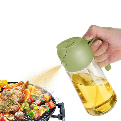 2 in 1 Oil Dispenser and Oil Sprayer 470ML Oil Dispenser Bottle for Kitchen Cooking Green