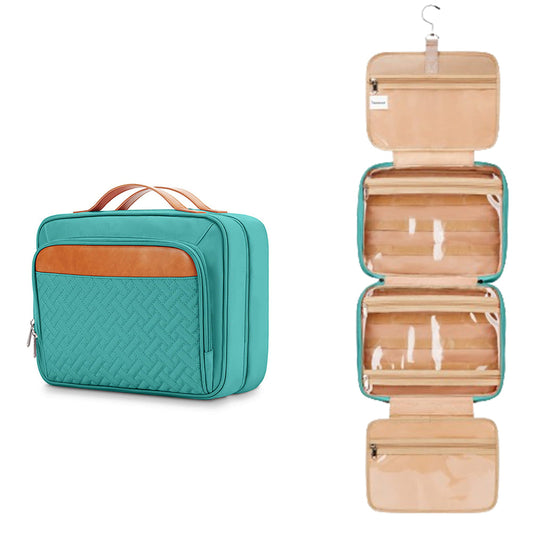 Travel Hanging Toiletry Bag Makeup Bag Packing Organizers with Jewelry Storage Compartment Blue