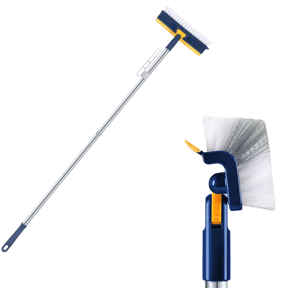 3-in-1 Multifunctional Scrape Cleaning Brush Rotating Corner Floor Scrub Brush with Long Handle Blue
