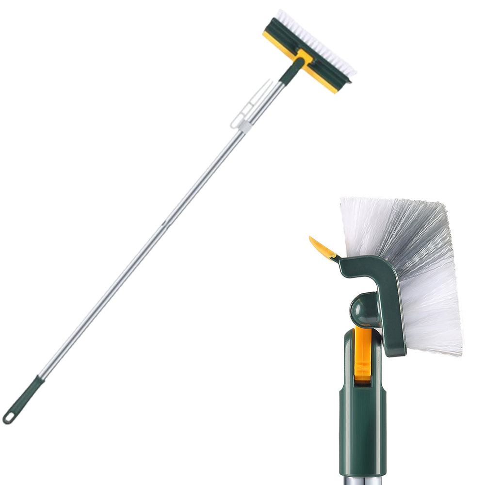 3-in-1 Multifunctional Scrape Cleaning Brush Rotating Corner Floor Scrub Brush with Long Handle Green