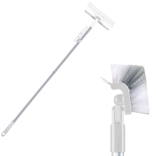 3-in-1 Multifunctional Scrape Cleaning Brush Rotating Corner Floor Scrub Brush with Long Handle White