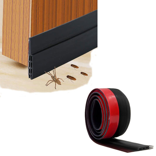 Rubber Door Draft Stopper Under Door Sealer Noise Blocker Sound Proof Draft Guard Black