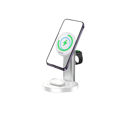 3-in-1 Wireless Magnetic Charging Station Charger Stand for iPhone Apple Watch AirPods Wireless Charging Phone White