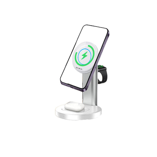 3-in-1 Wireless Magnetic Charging Station Charger Stand for iPhone Apple Watch AirPods Wireless Charging Phone White