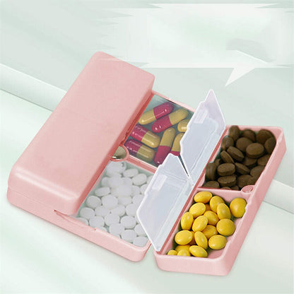 7-Compartment Folding Pill Case Portable Travel Daily Pill Organizer Pink