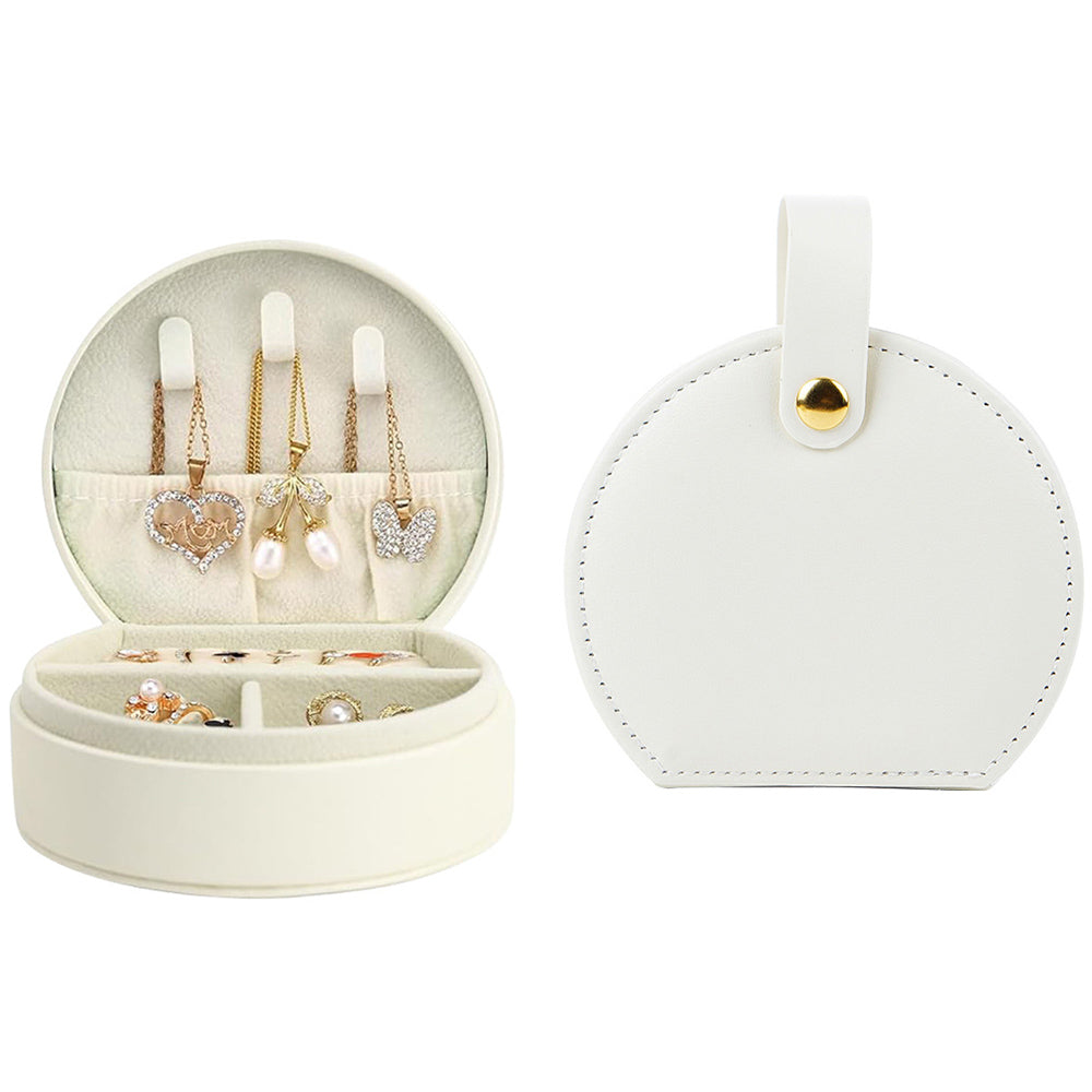 Travel Jewelry Case with Detachable Handle Accessory Organizer White