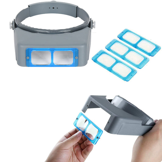 Head Mount Magnifier Headband Magnifying Glasses with 4 Replaceable Optical Lenses